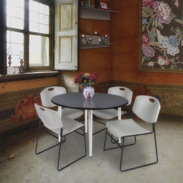 Regency Kahlo Round Table & Chair Sets, 48 W, 48 L, 29 H, Wood, Metal, Polypropylene Top, Grey TPL48RNDGYCM44GY - main